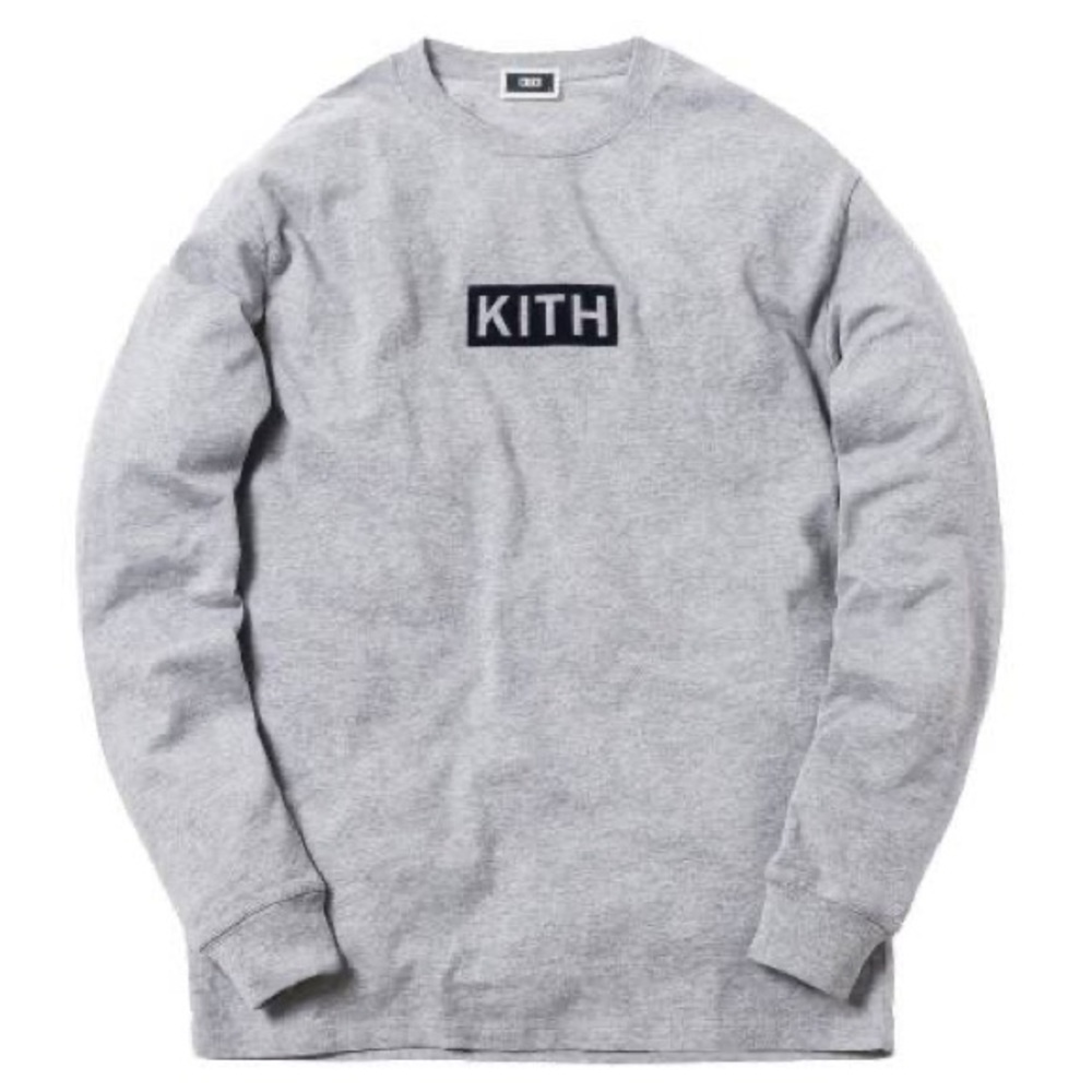 Kith Box Logo Long Sleeve T Shirt Grey/Black